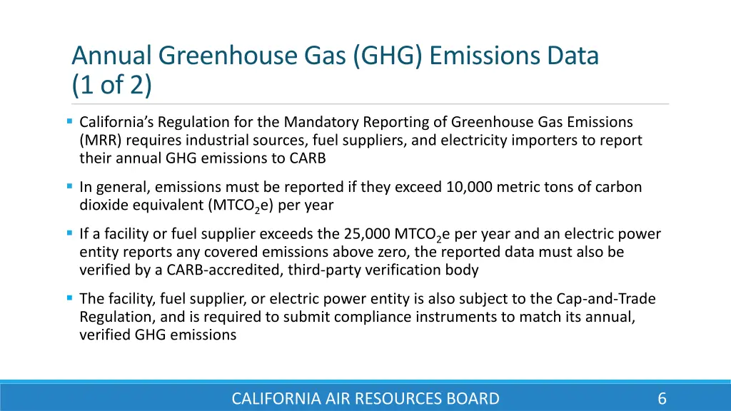 annual greenhouse gas ghg emissions data 1 of 2