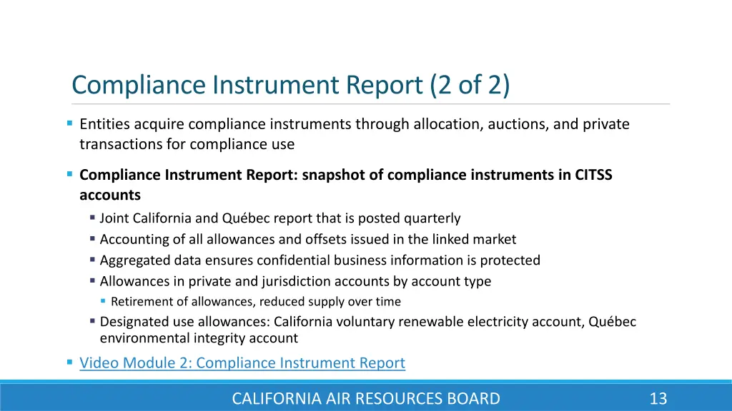 compliance instrument report 2 of 2