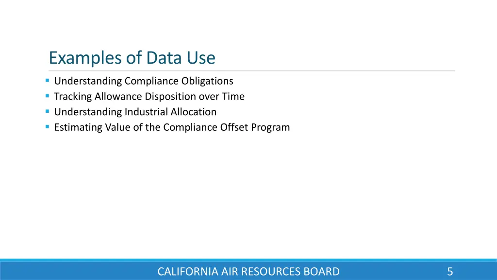 examples of data use understanding compliance