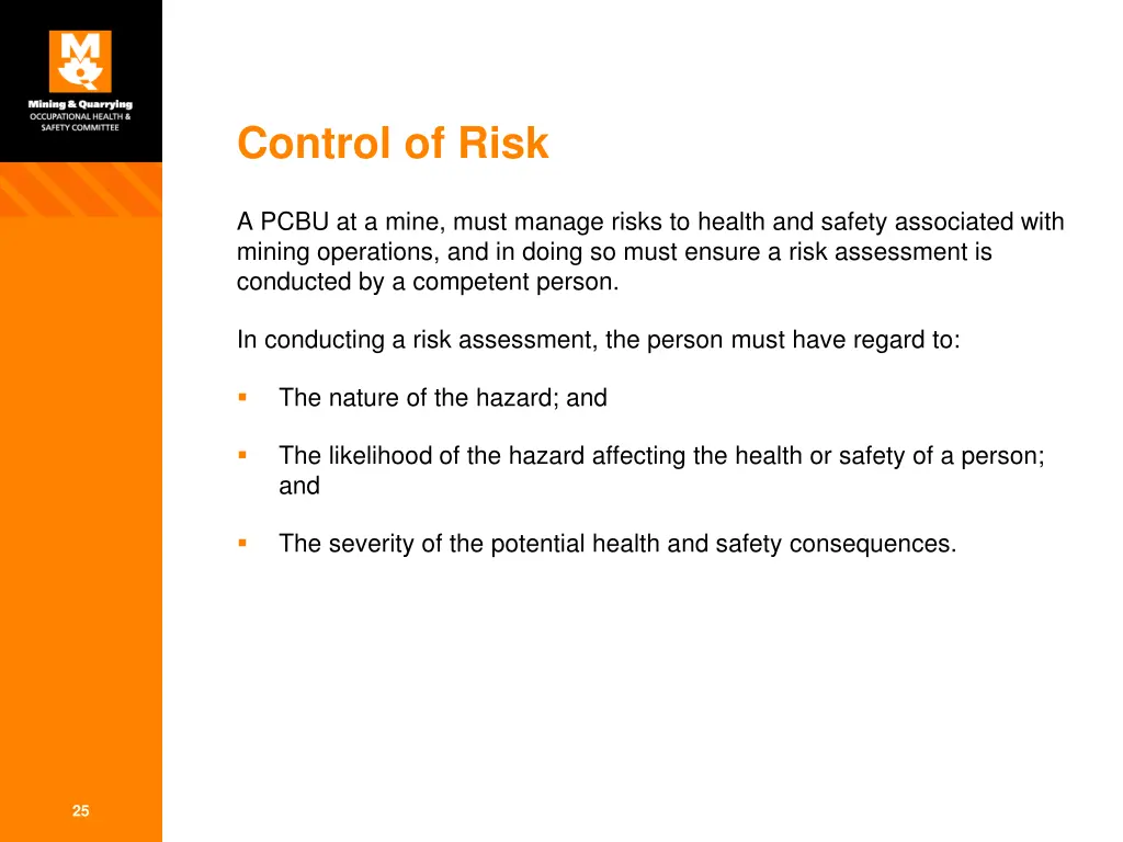 control of risk