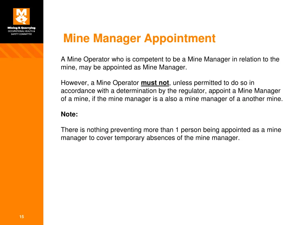 mine manager appointment 1