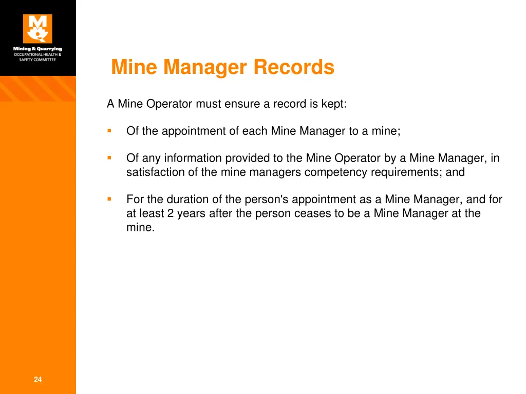 mine manager records