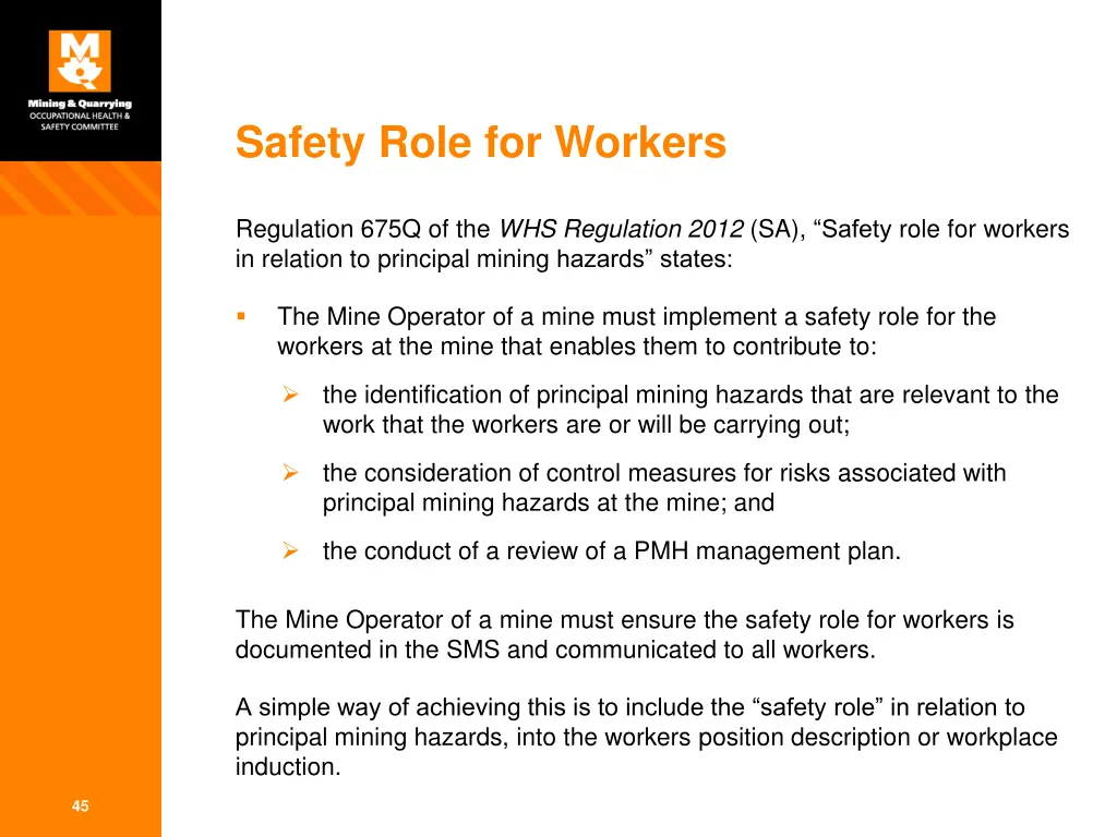 safety role for workers