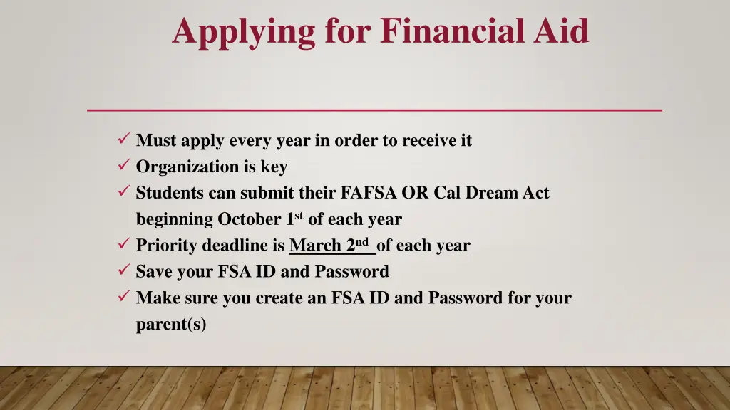 applying for financial aid