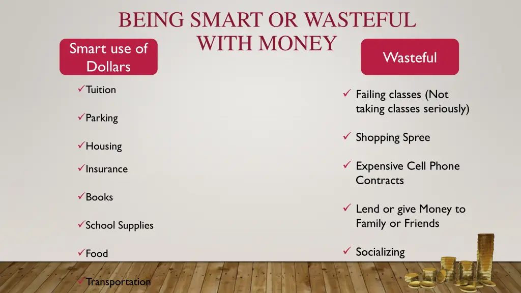 being smart or wasteful with money smart