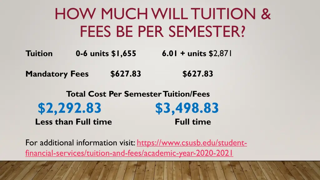 how much will tuition fees be per semester