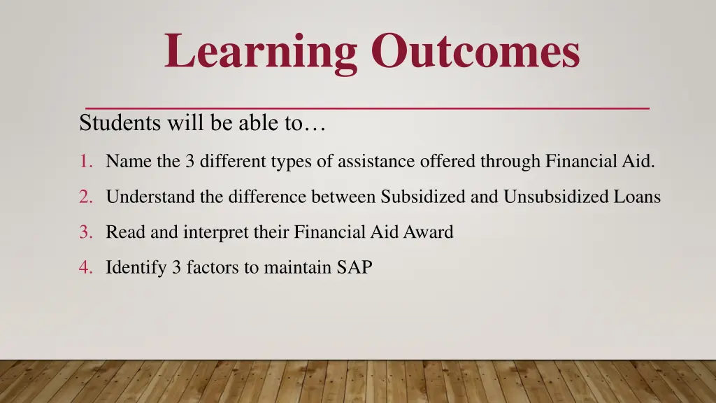 learning outcomes