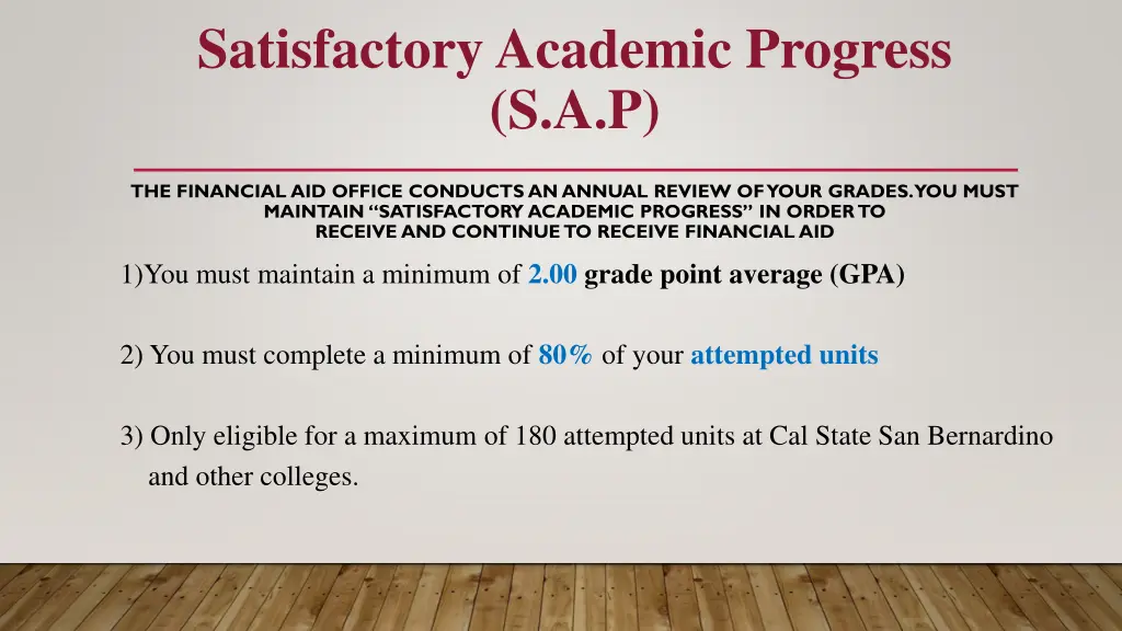 satisfactory academic progress s a p