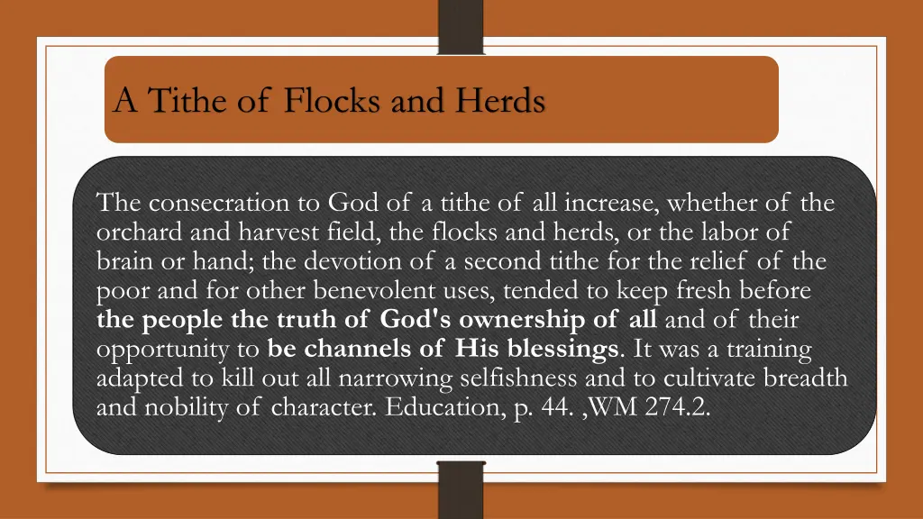 a tithe of flocks and herds