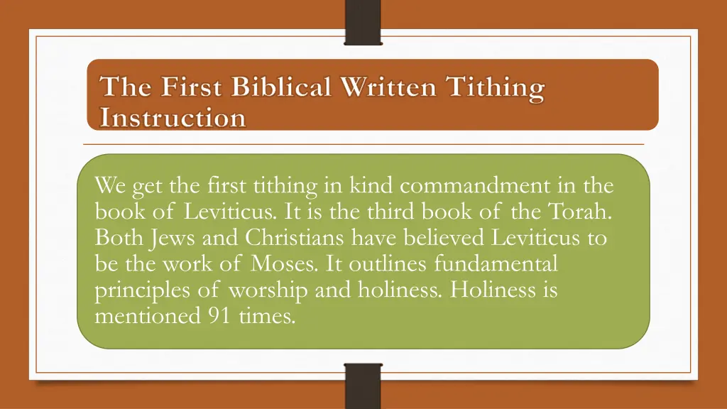 the first biblical written tithing instruction