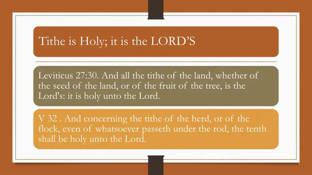 tithe is holy it is the lord s