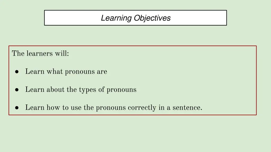 learning objectives