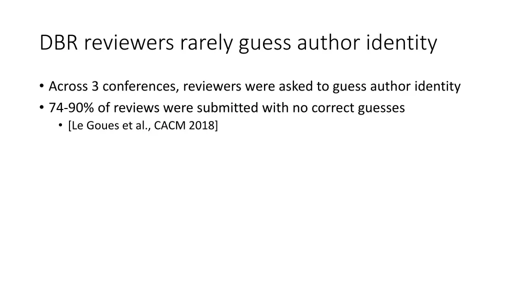 dbr reviewers rarely guess author identity