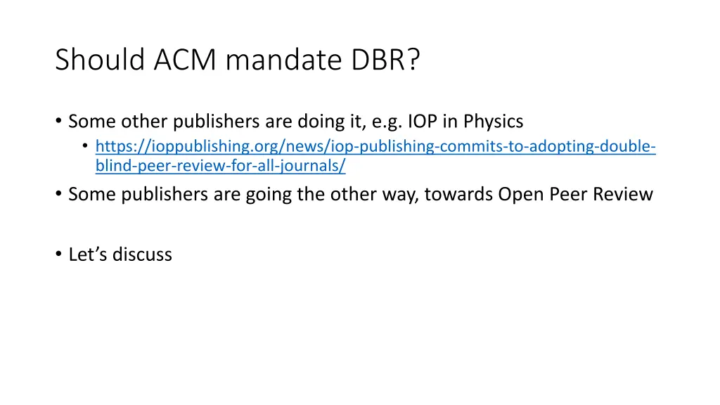 should acm mandate dbr