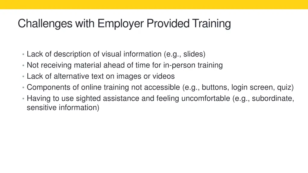 challenges with employer provided training