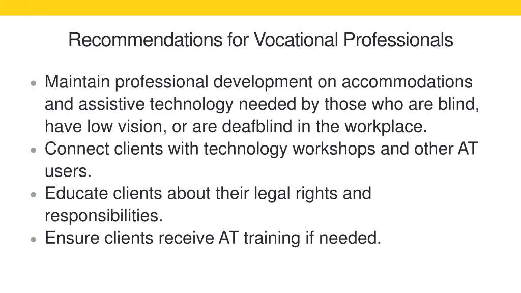 recommendations for vocational professionals