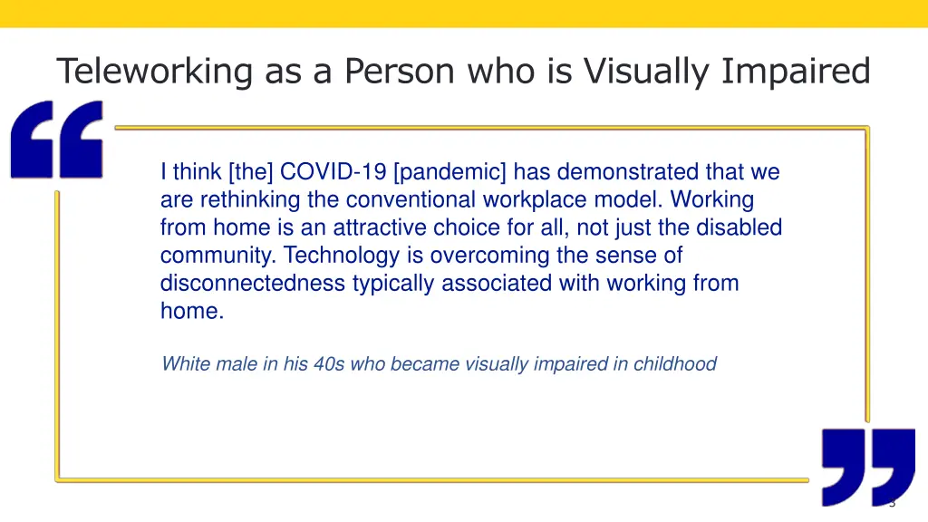 teleworking as a person who is visually impaired