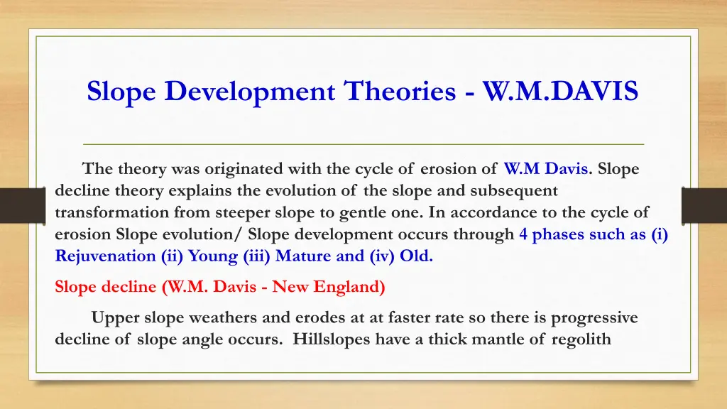 slope development theories w m davis