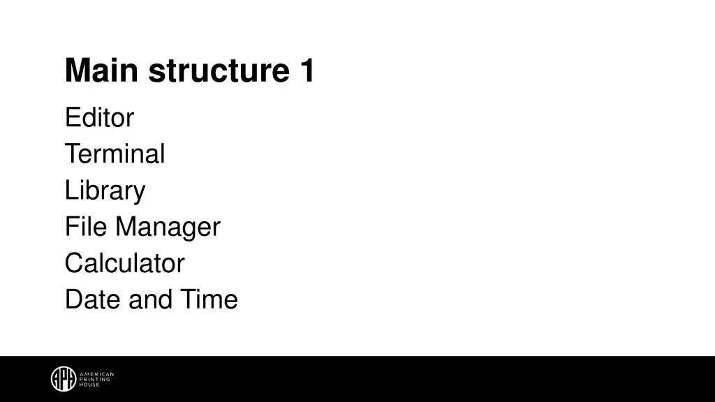 main structure 1 editor terminal library file