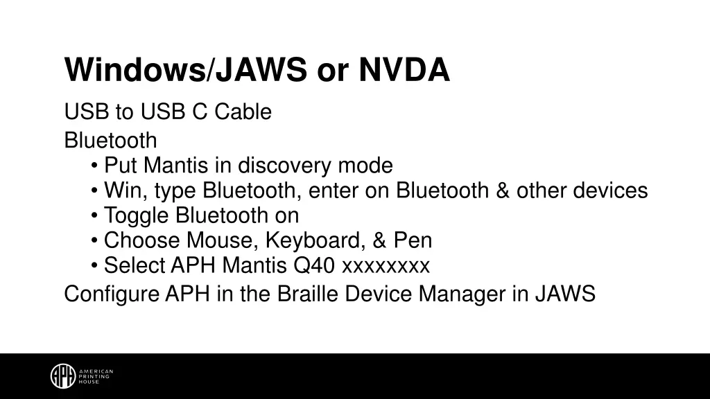 windows jaws or nvda usb to usb c cable bluetooth