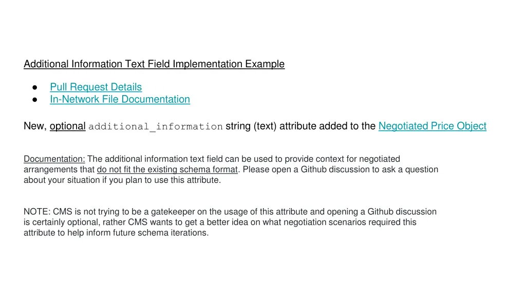 additional information text field implementation