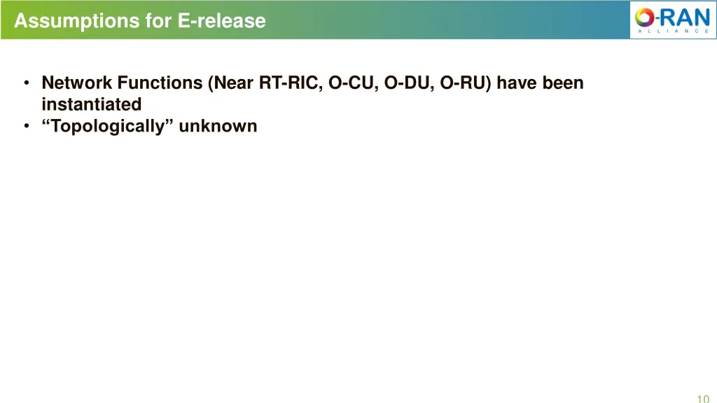 assumptions for e release