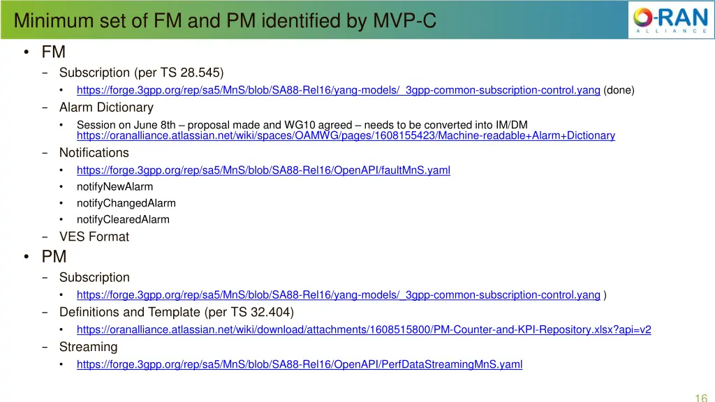 minimum set of fm and pm identified by mvp c