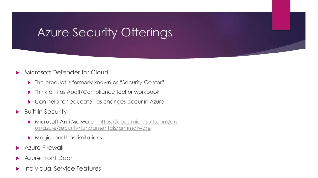 azure security offerings