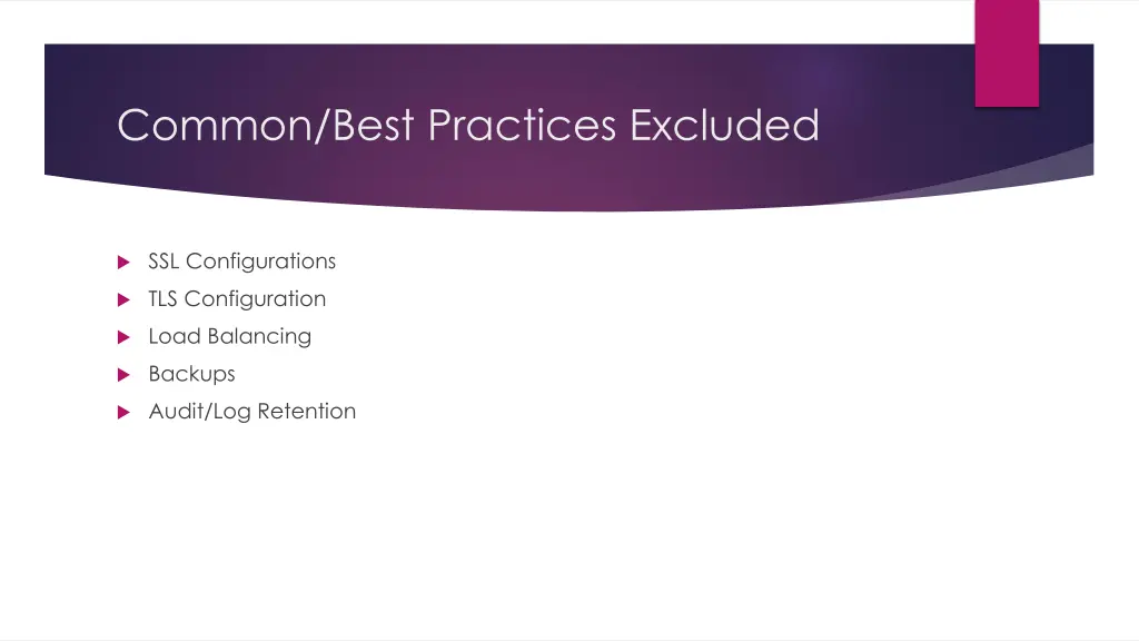 common best practices excluded