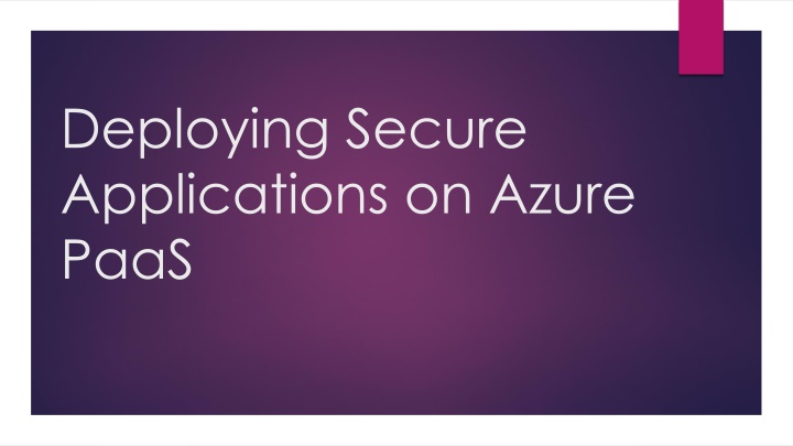 deploying secure applications on azure paas