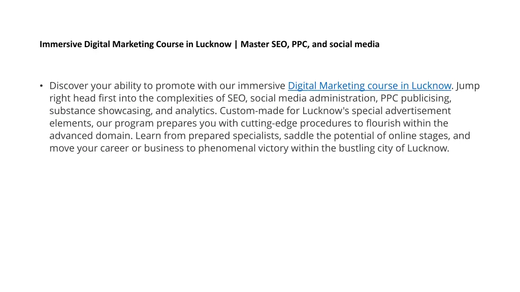 immersive digital marketing course in lucknow