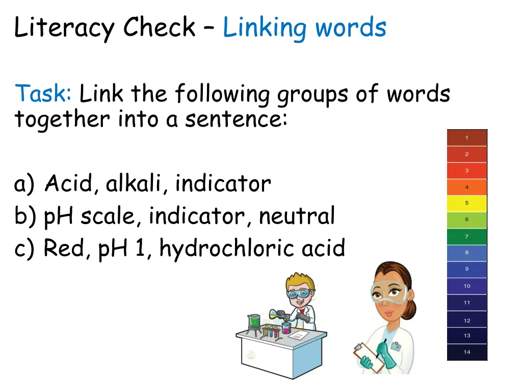 literacy check linking words