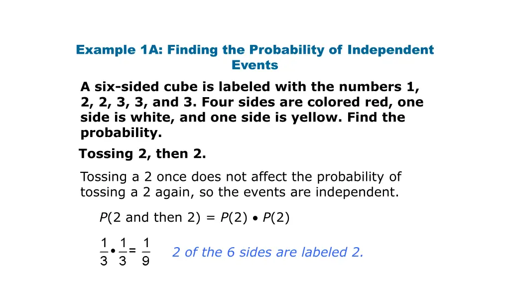 example 1a finding the probability of independent