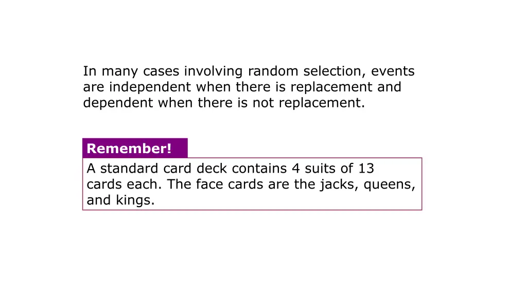 in many cases involving random selection events