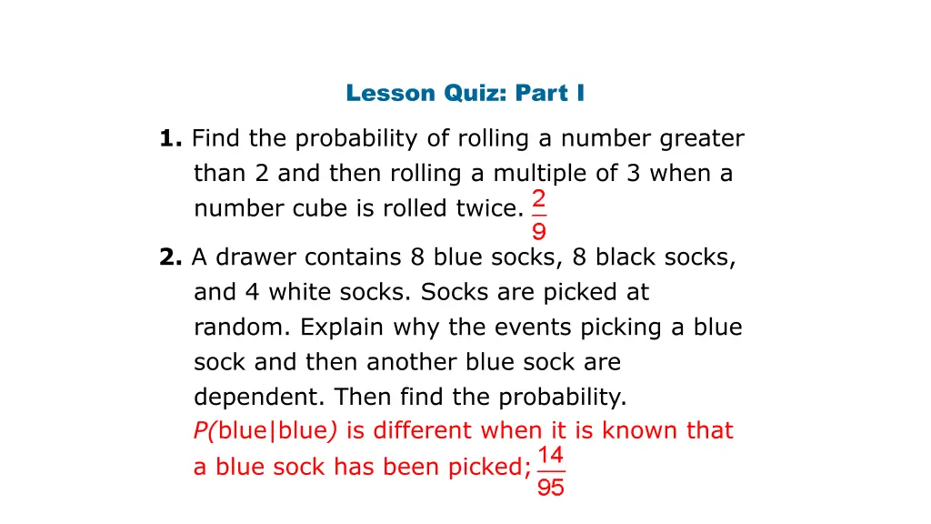 lesson quiz part i