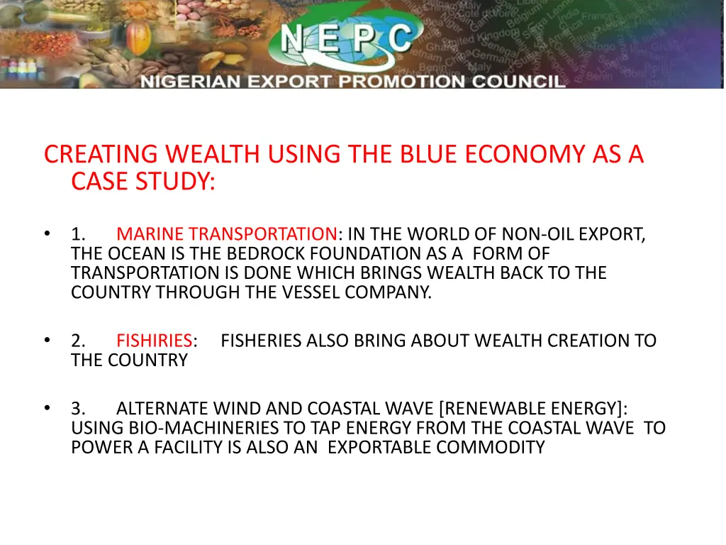 creating wealth using the blue economy as a case