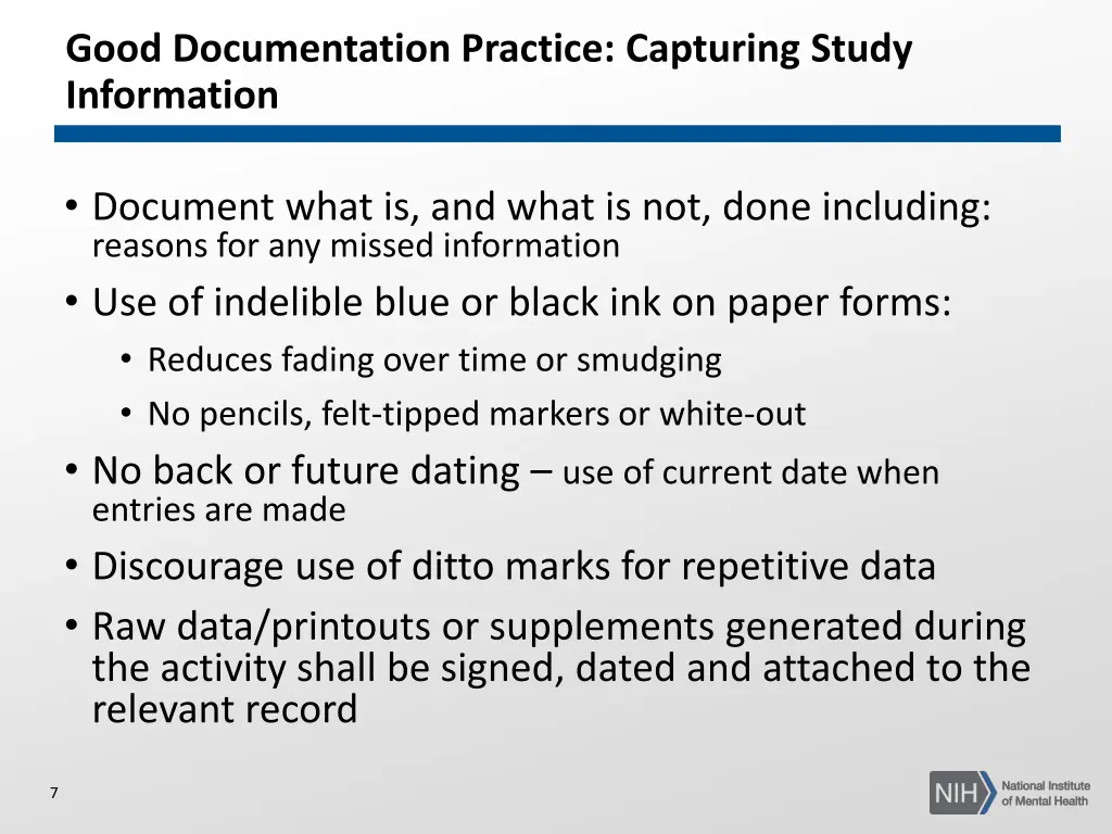 good documentation practice capturing study