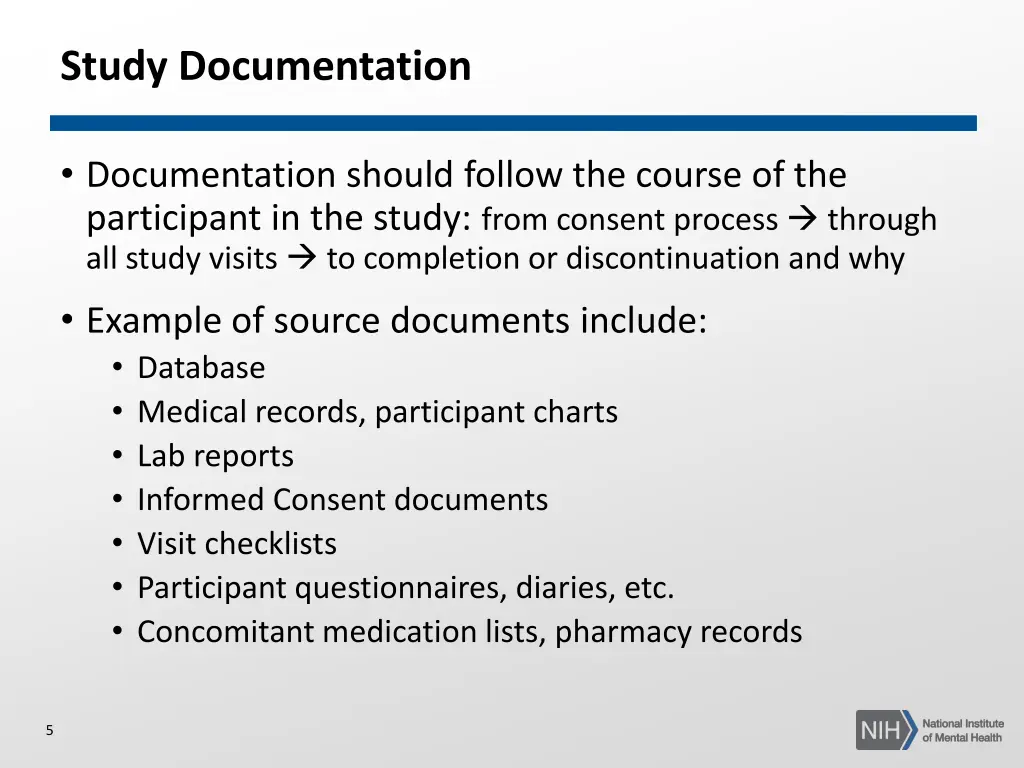 study documentation