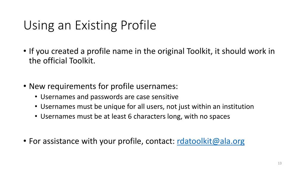 using an existing profile