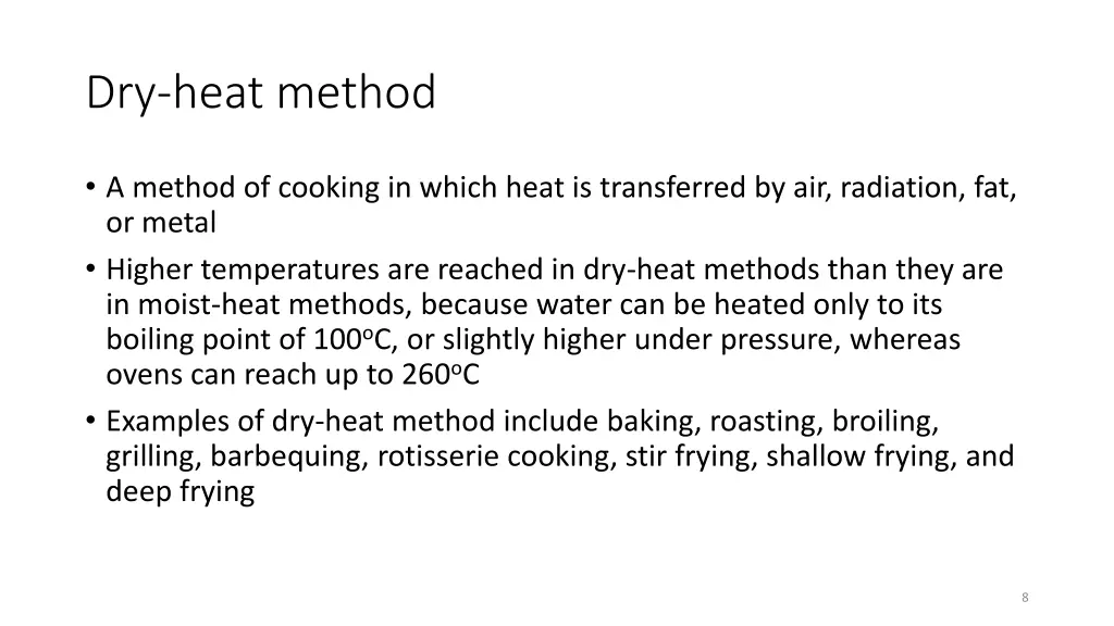 dry heat method