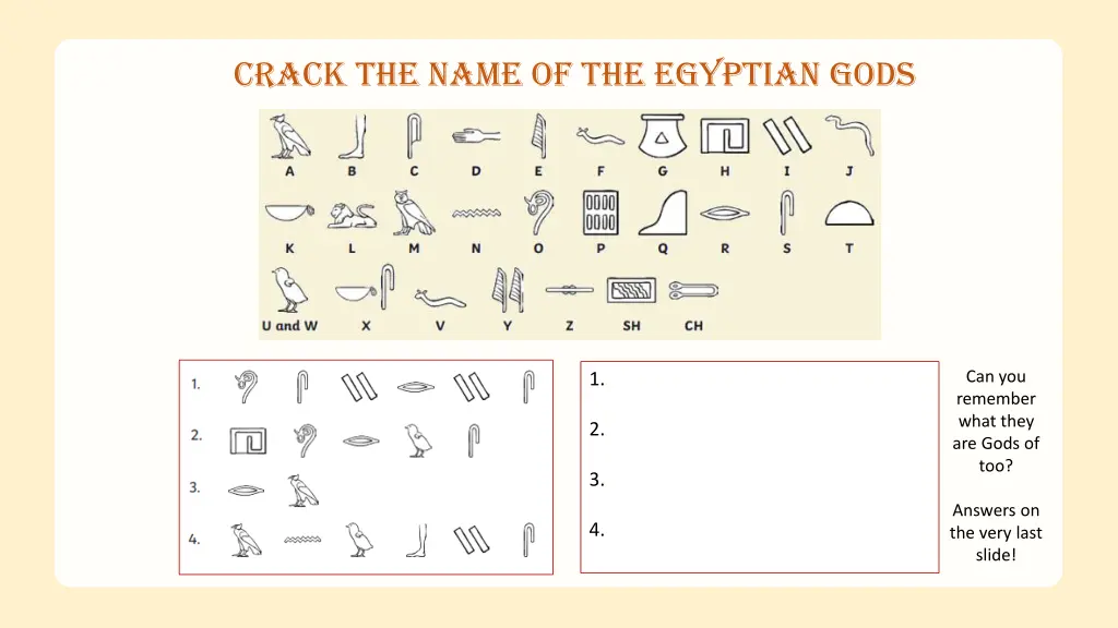 crack the name of the egyptian gods