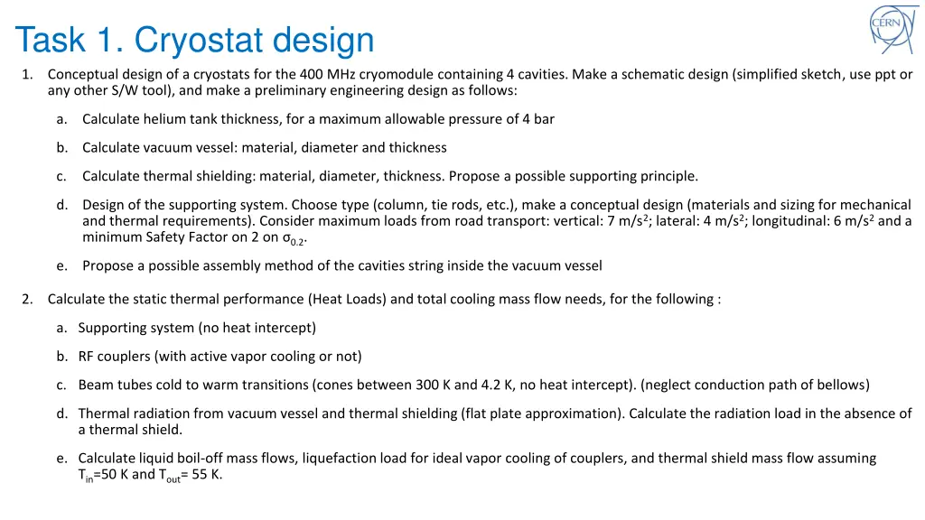 task 1 cryostat design