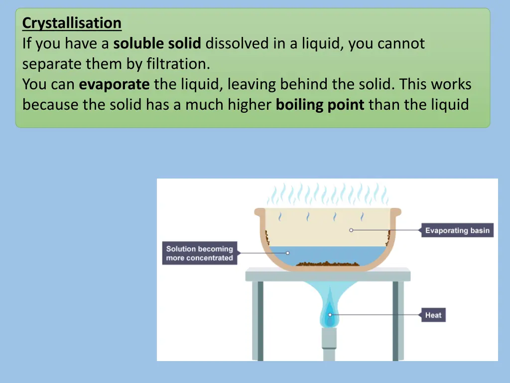 crystallisation if you have a soluble solid