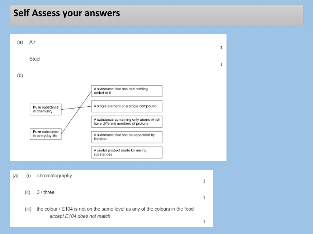 self assess your answers