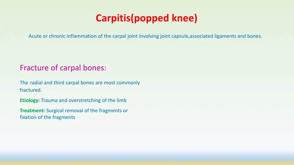 carpitis popped knee