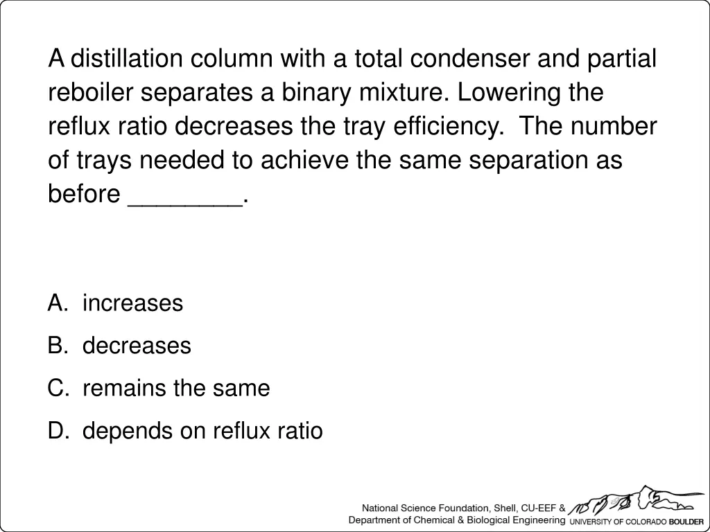 a distillation column with a total condenser