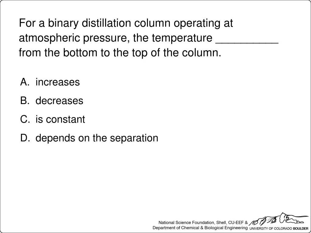 for a binary distillation column operating