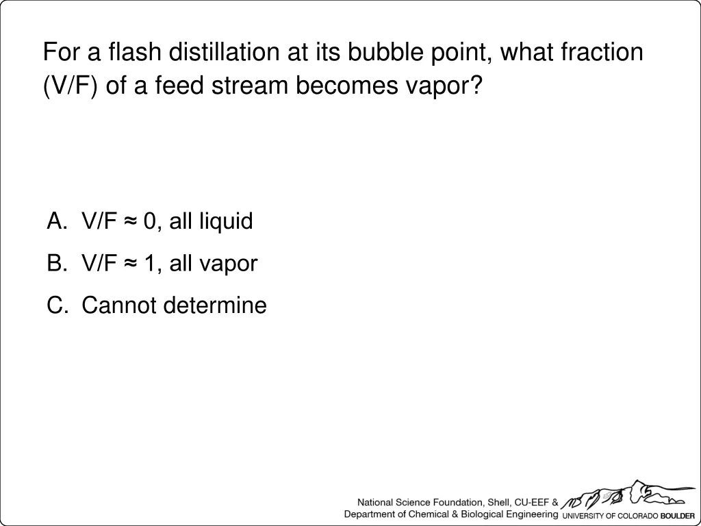 for a flash distillation at its bubble point what