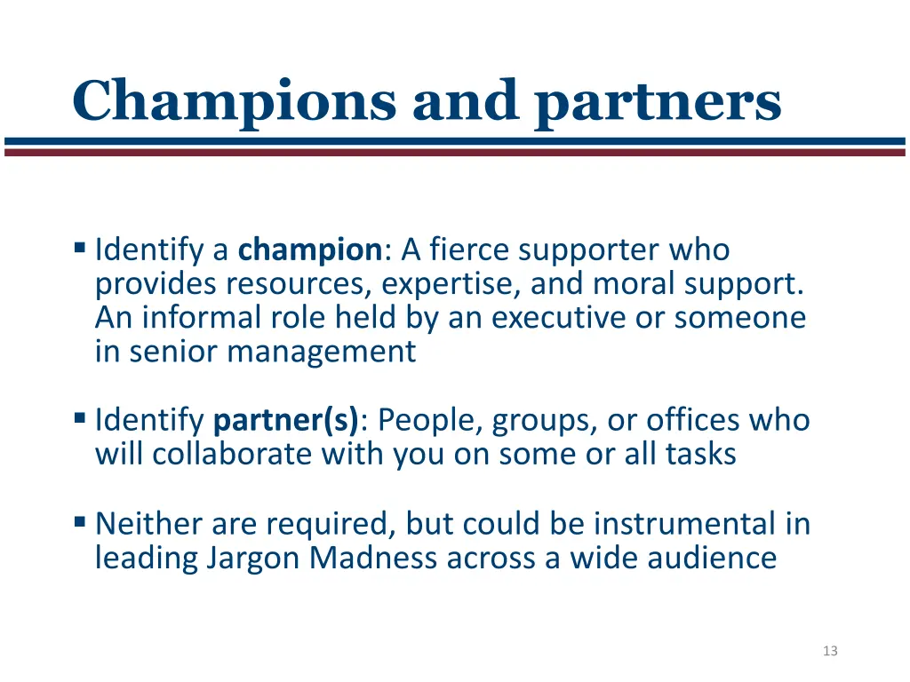 champions and partners