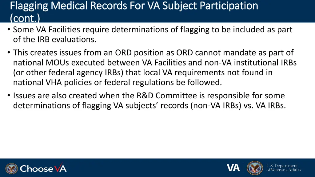 flagging medical records for va subject 1